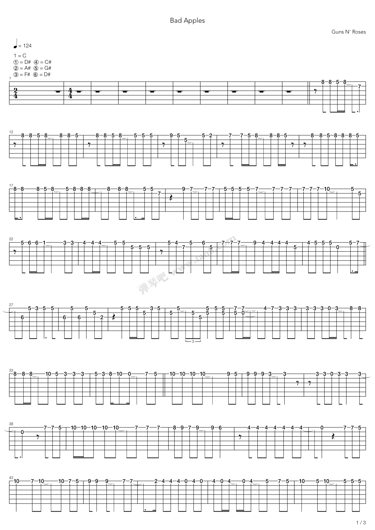 《Bad Apples》吉他谱-C大调音乐网