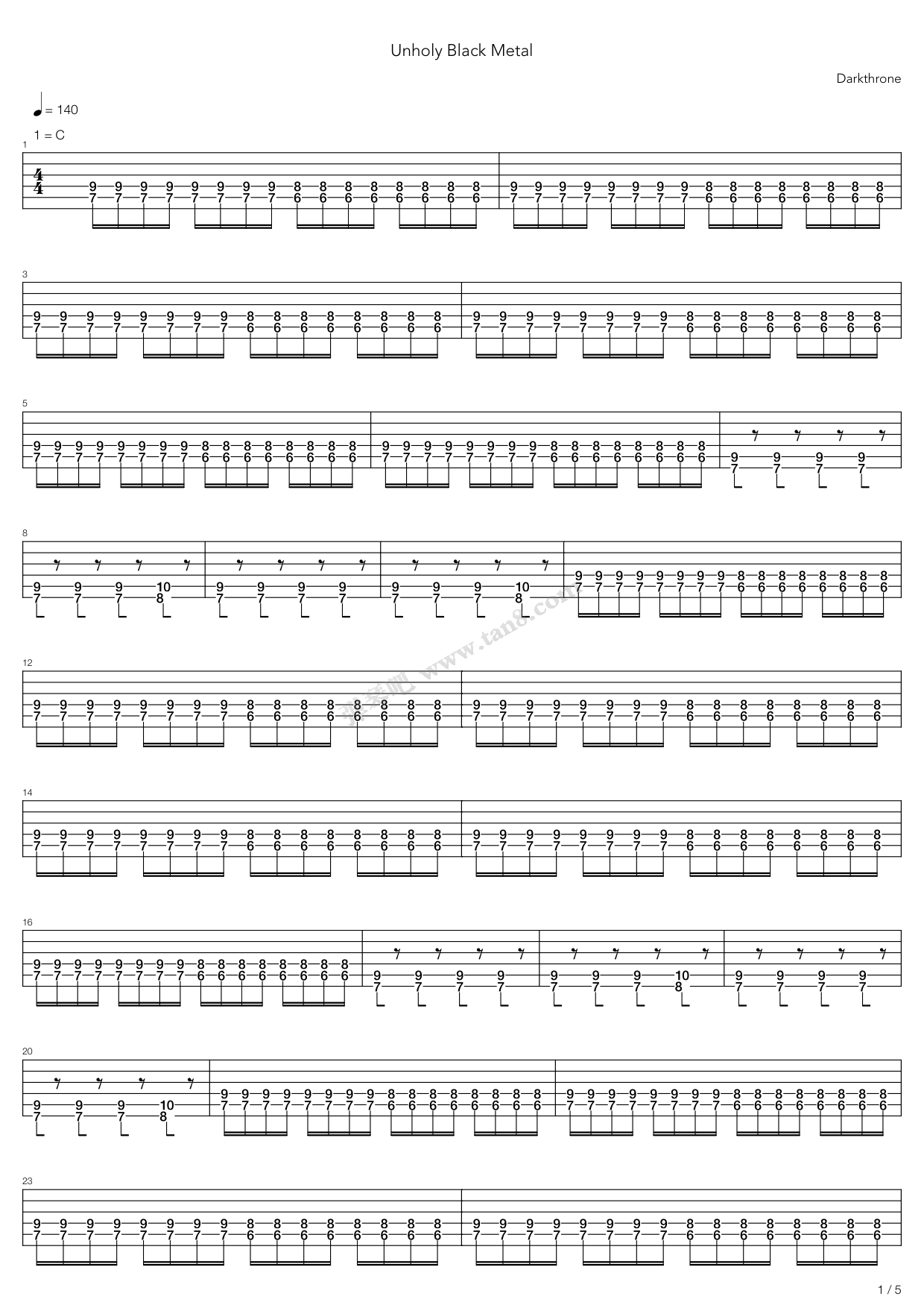 《Unholy Black Metal》吉他谱-C大调音乐网