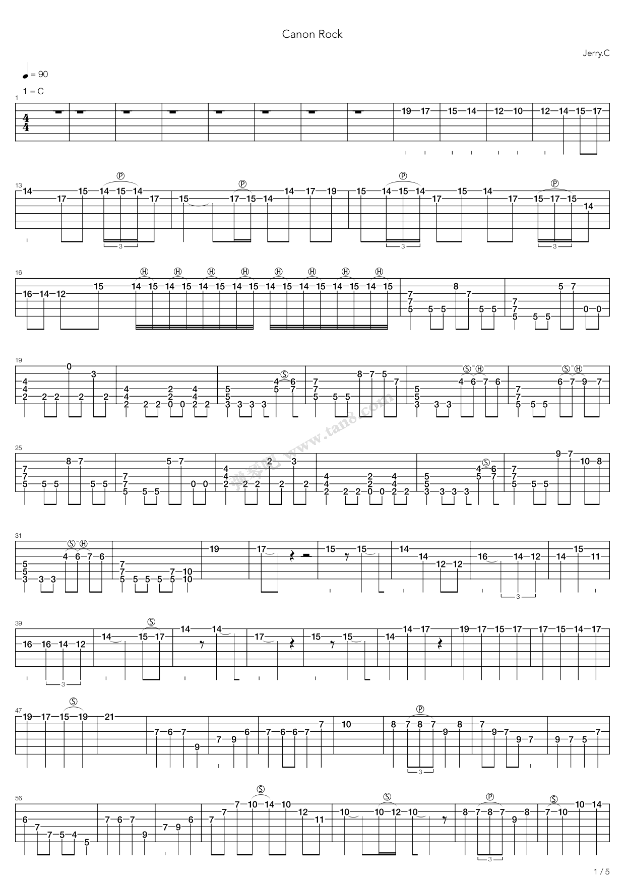 《Canon Rock(Gp4)》吉他谱-C大调音乐网