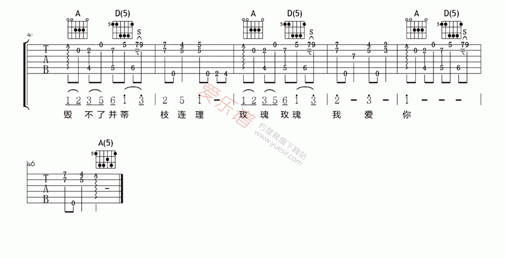 《王若琳《玫瑰玫瑰我爱你》》吉他谱-C大调音乐网