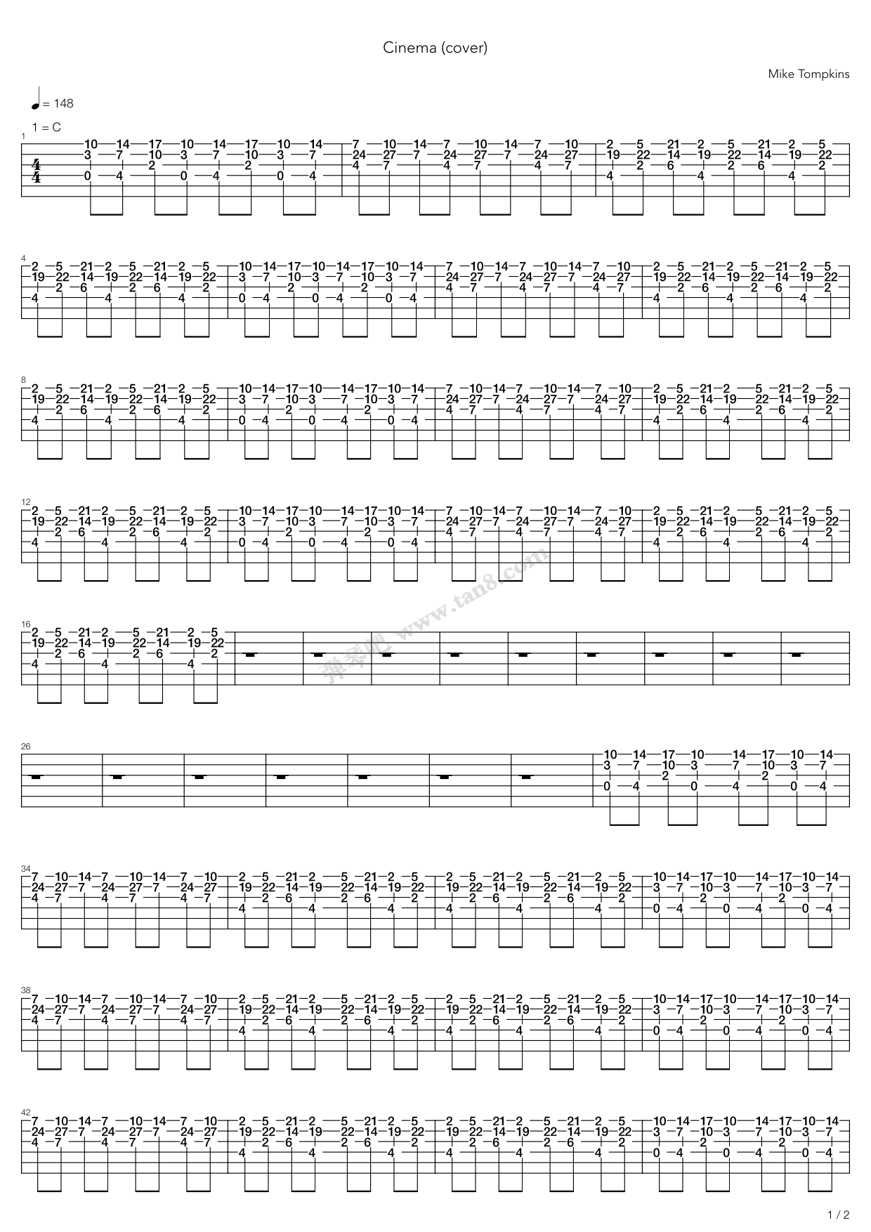《Cinema》吉他谱-C大调音乐网