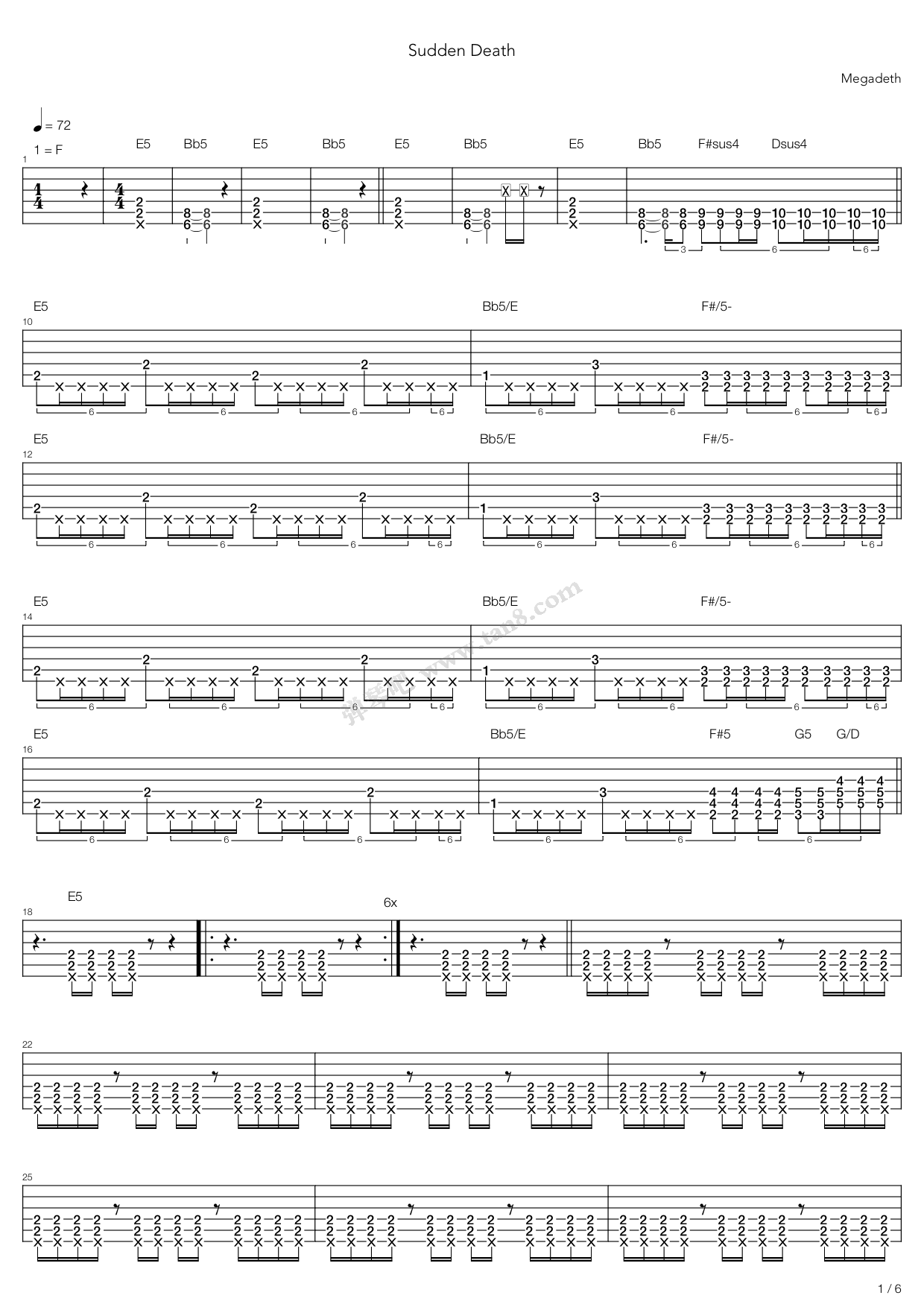 《Sudden Death》吉他谱-C大调音乐网