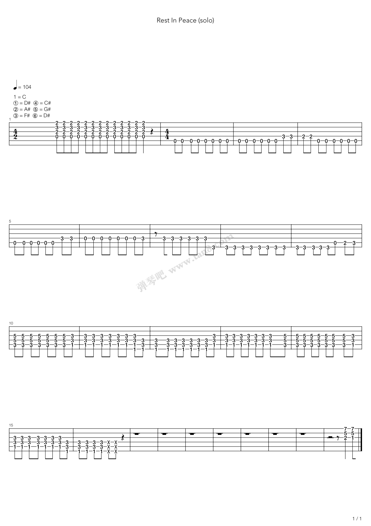 《Rest In Peace》吉他谱-C大调音乐网