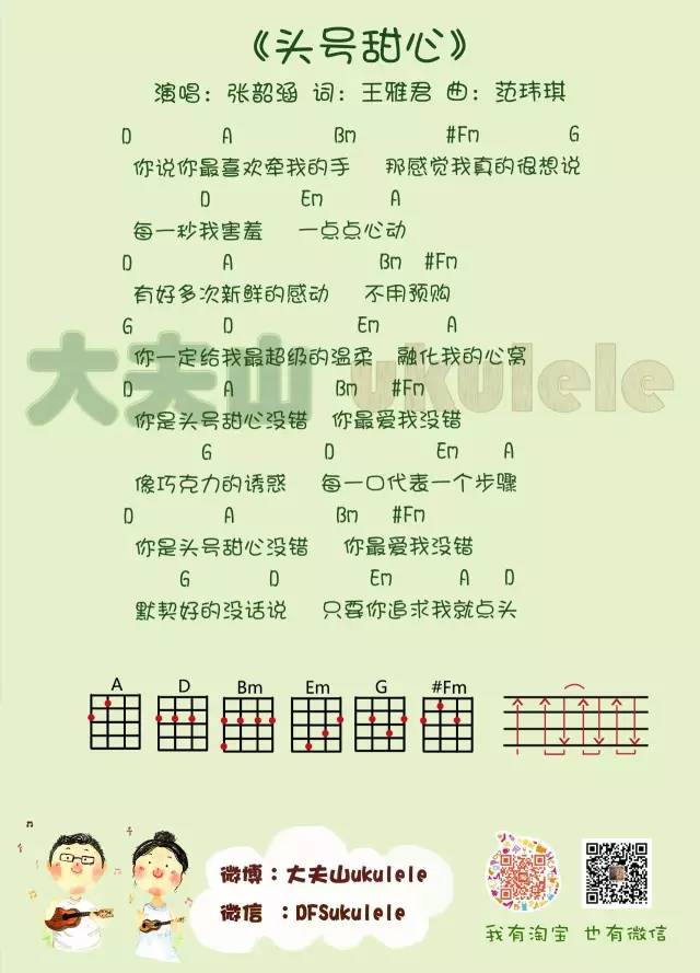 《头号甜心》Ukulele弹唱谱（张韶涵）-C大调音乐网