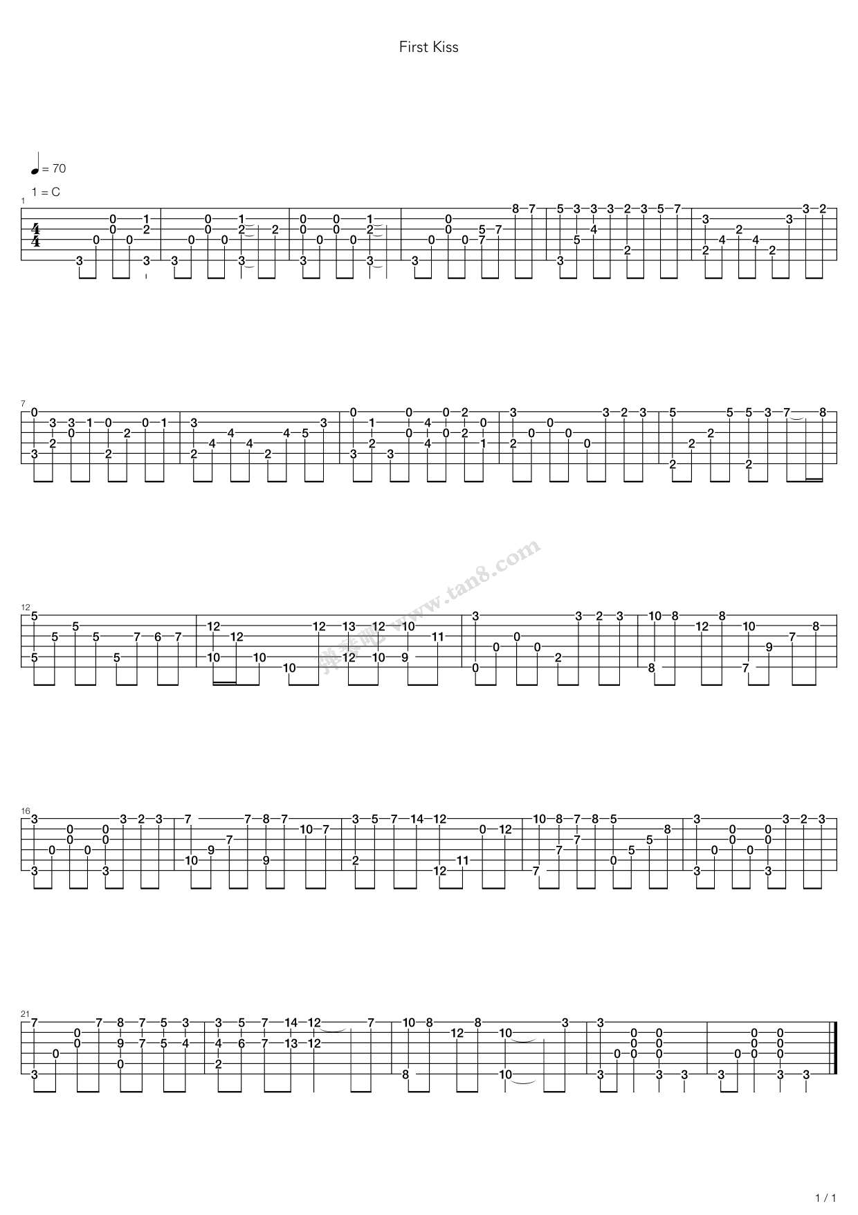 《不能说的秘密 - First kiss》吉他谱-C大调音乐网