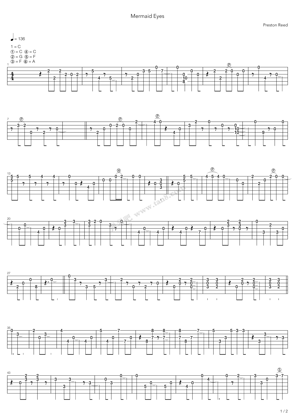 《Mermaid Eyes》吉他谱-C大调音乐网