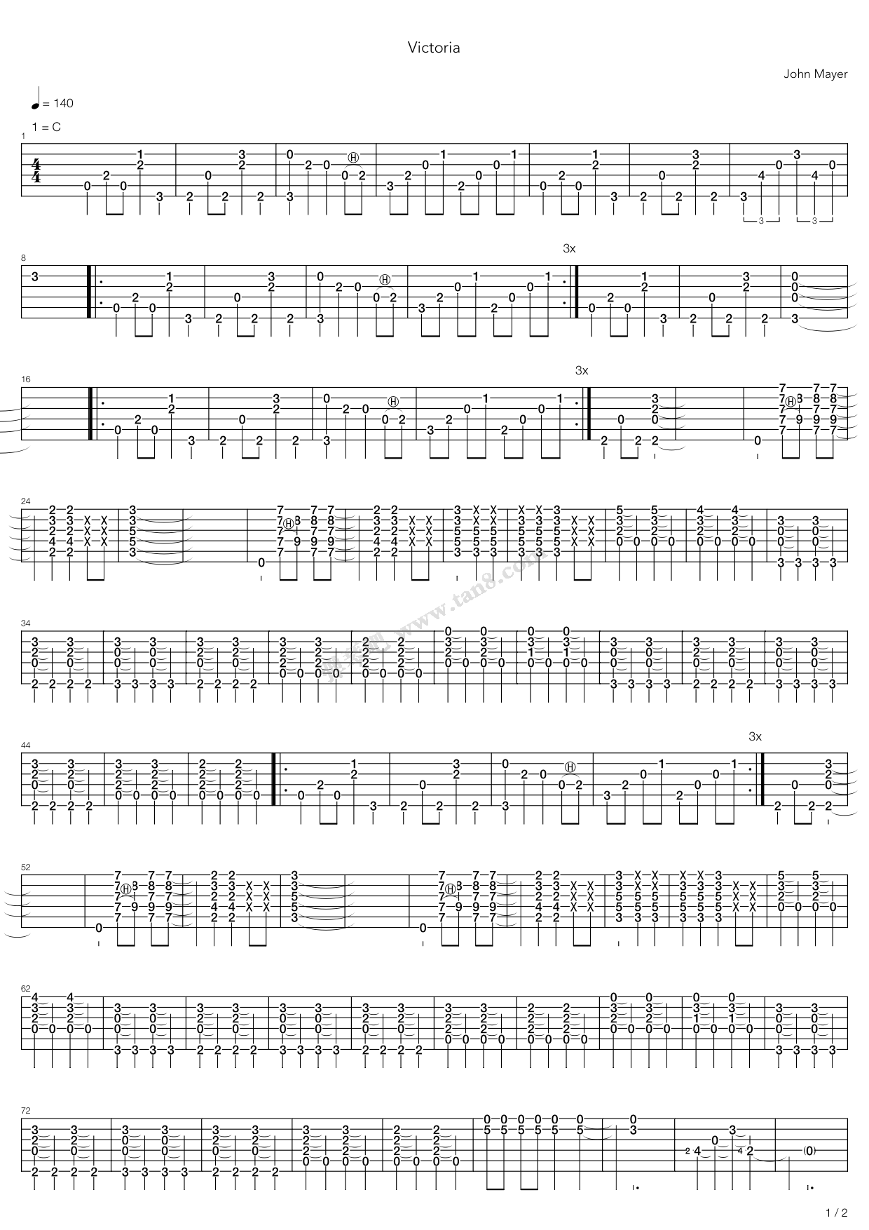 《Victoria》吉他谱-C大调音乐网