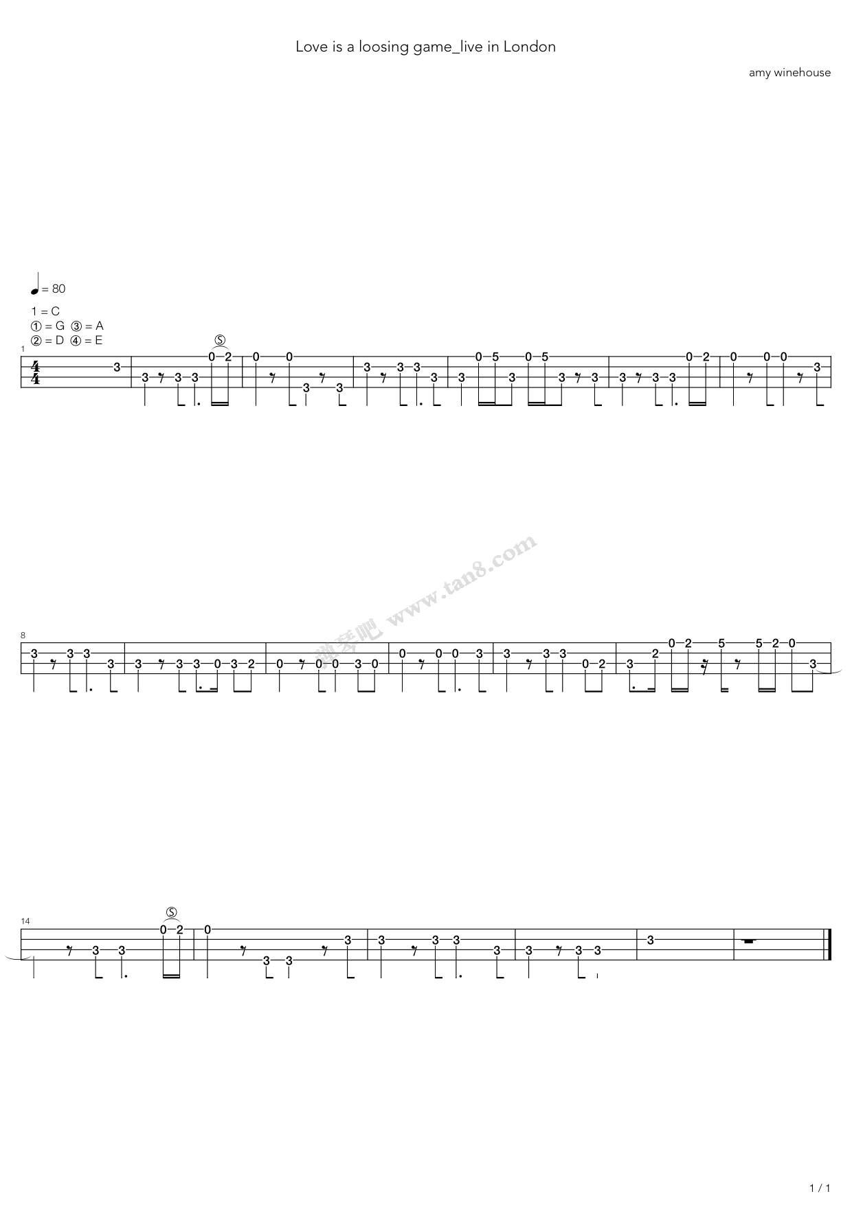 《Love Is A Loosing Game》吉他谱-C大调音乐网