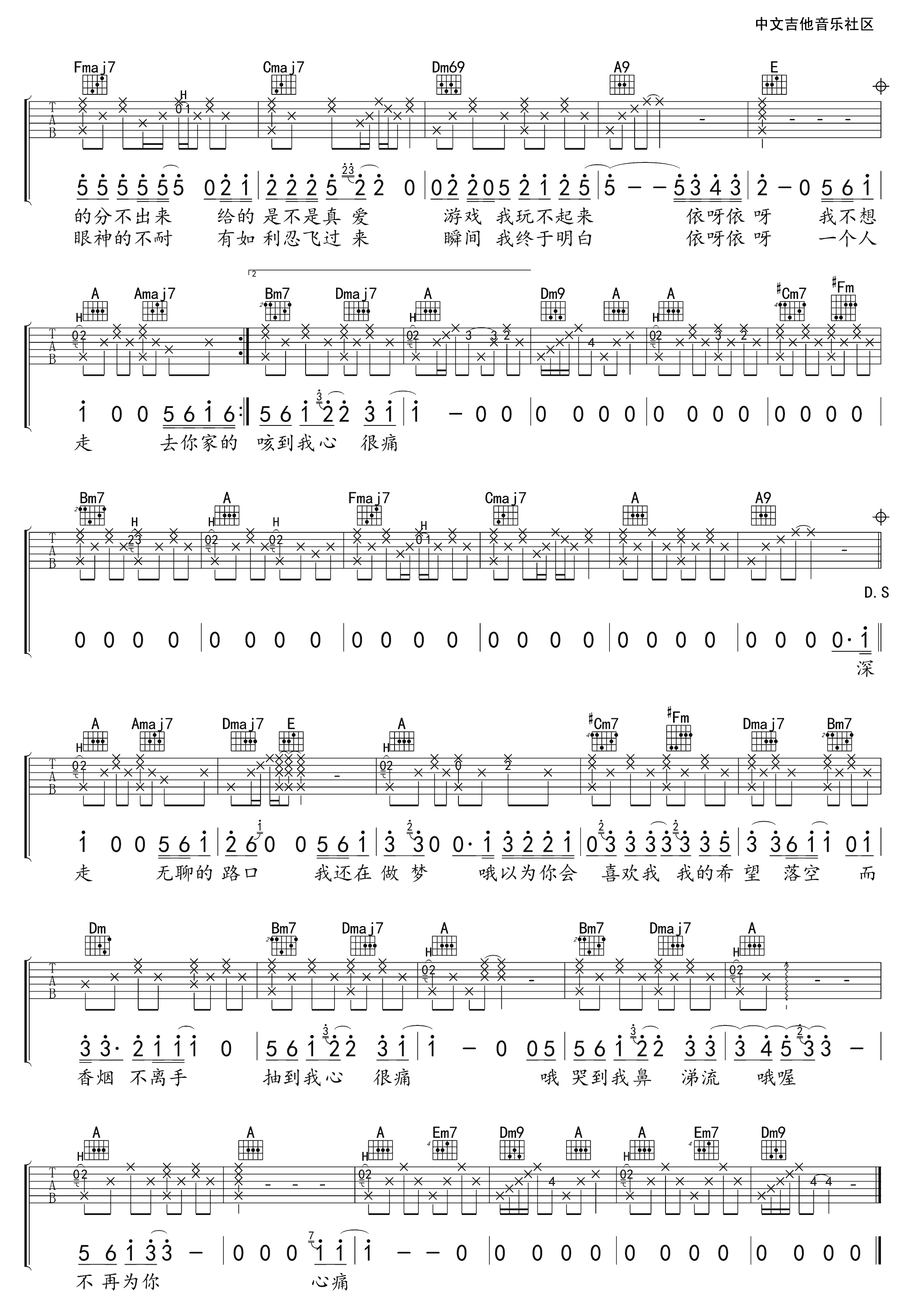 《张震岳《路口》吉他谱六线谱高清版》吉他谱-C大调音乐网