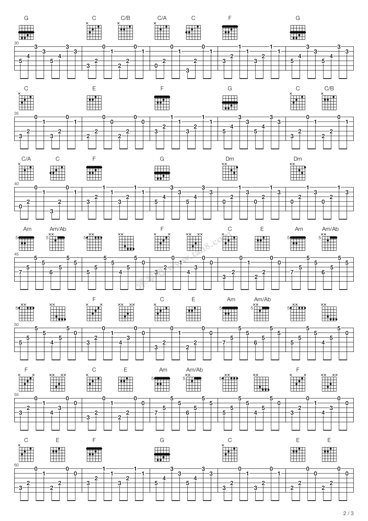 《秘密》吉他谱-C大调音乐网