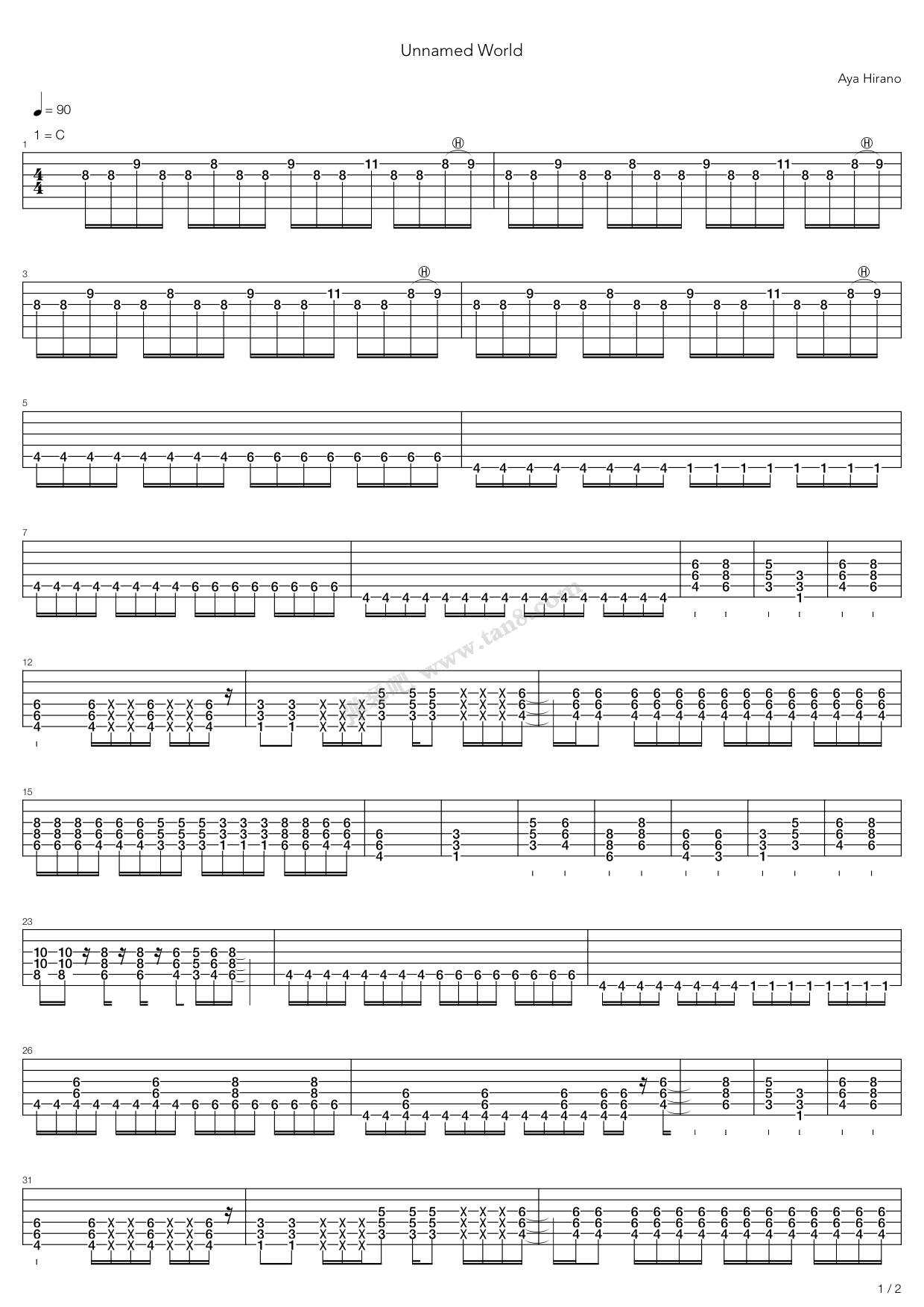 《Unnamed World》吉他谱-C大调音乐网