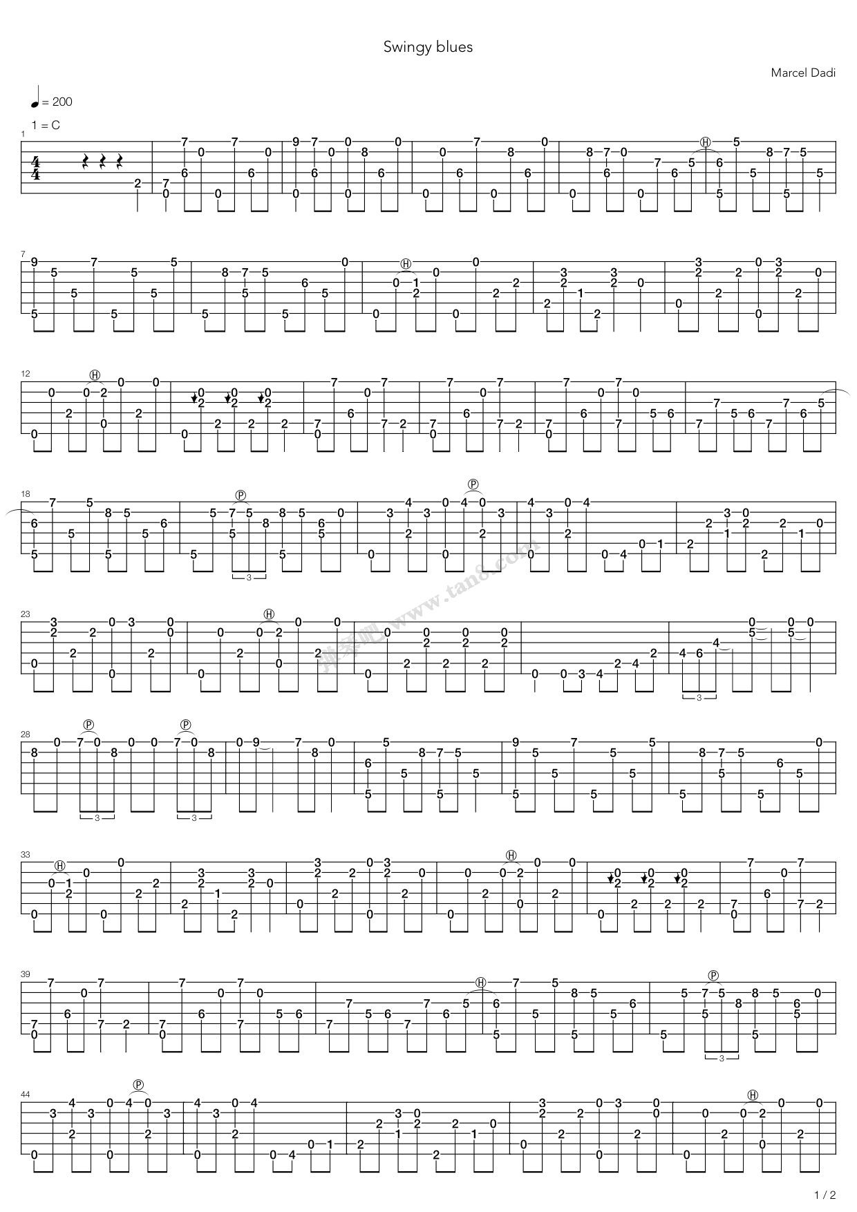 《Swingy Blues》吉他谱-C大调音乐网