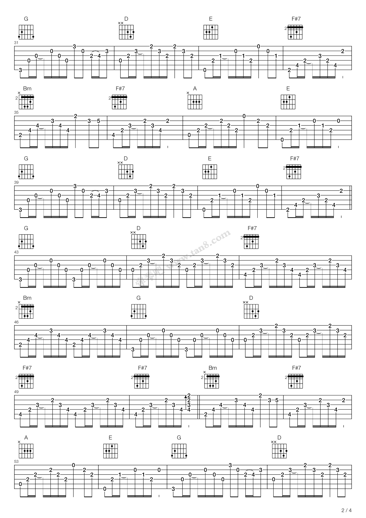 《加州旅馆Hotel California（D调双吉他版）》吉他谱-C大调音乐网