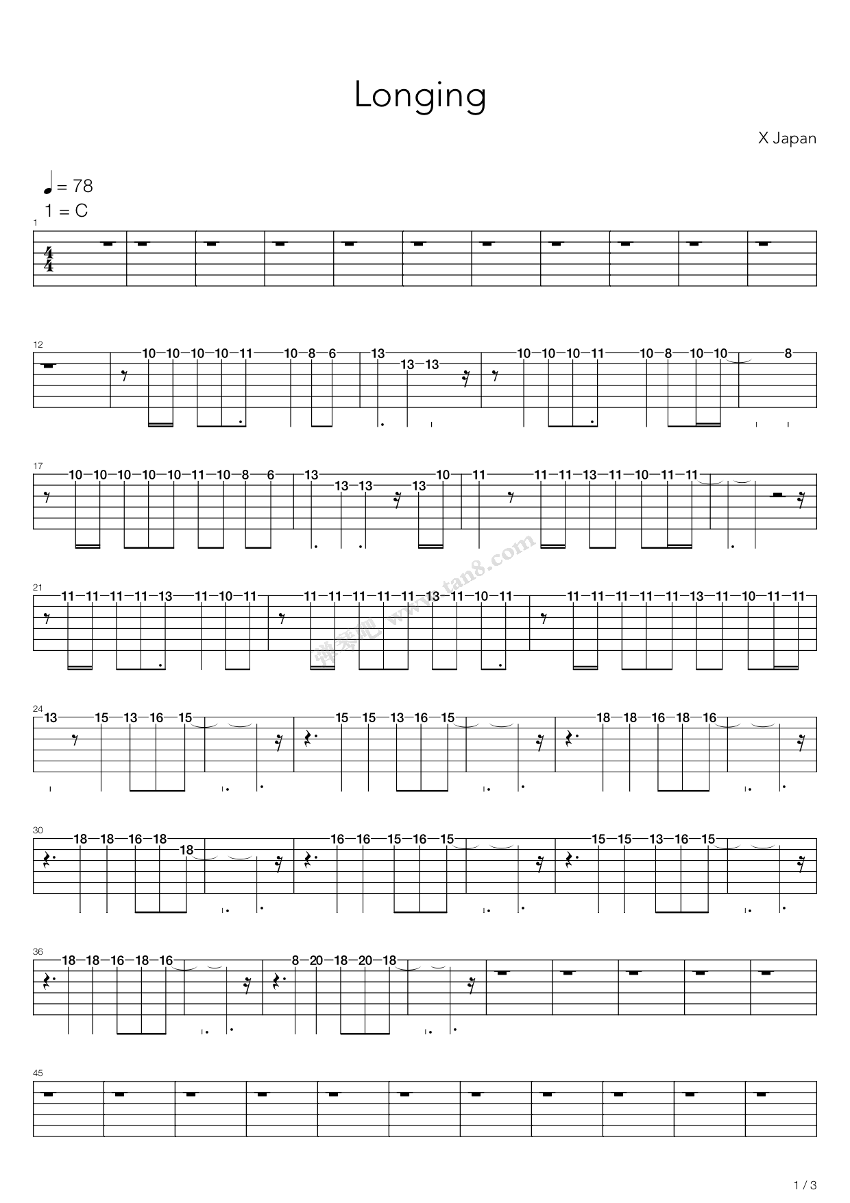 《Longing》吉他谱-C大调音乐网