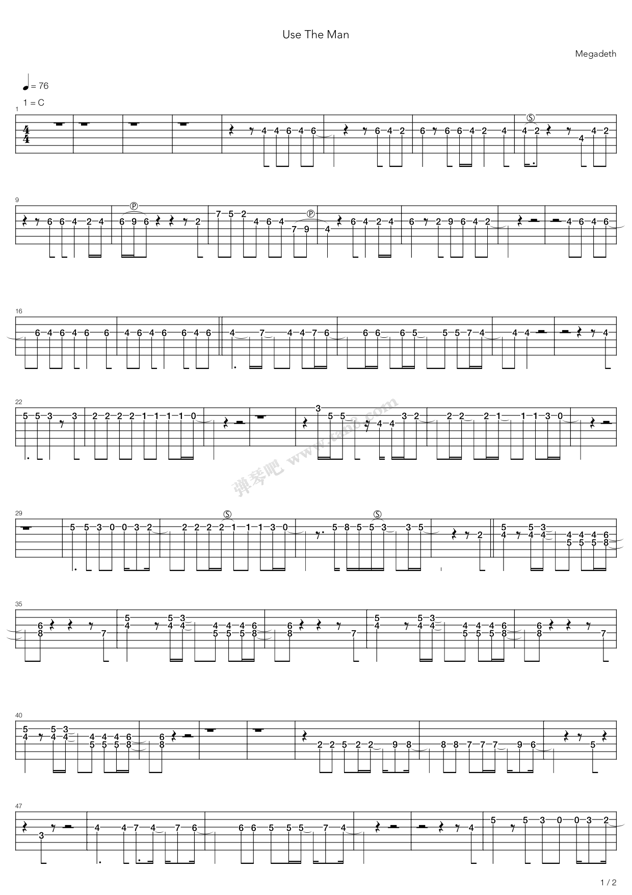 《Use The Man》吉他谱-C大调音乐网