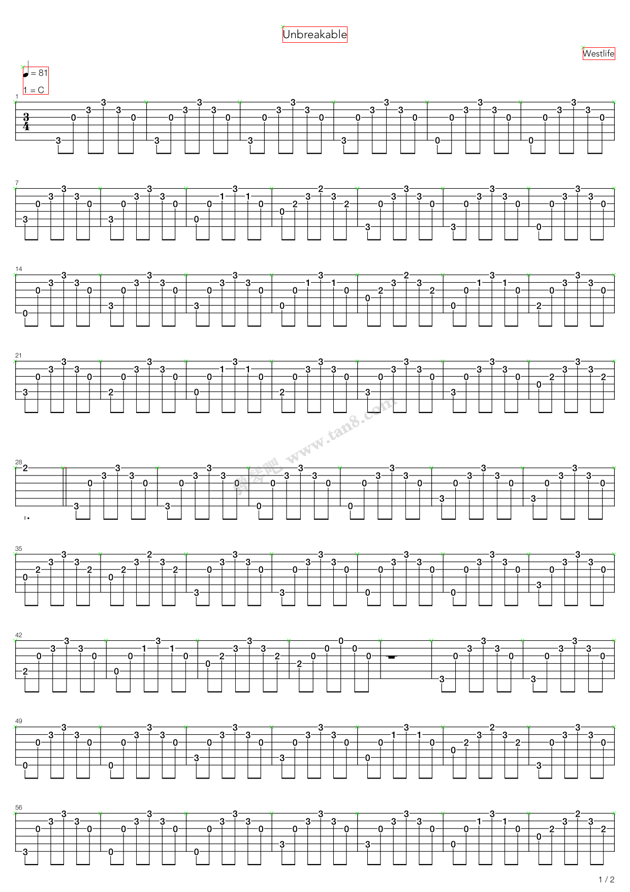 《Unbreakable》吉他谱-C大调音乐网