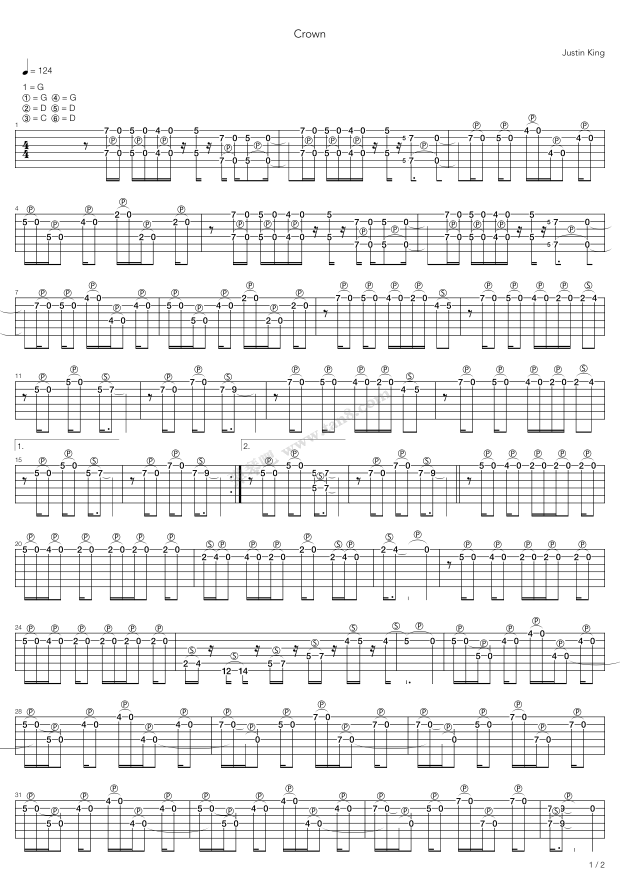 《Crown》吉他谱-C大调音乐网