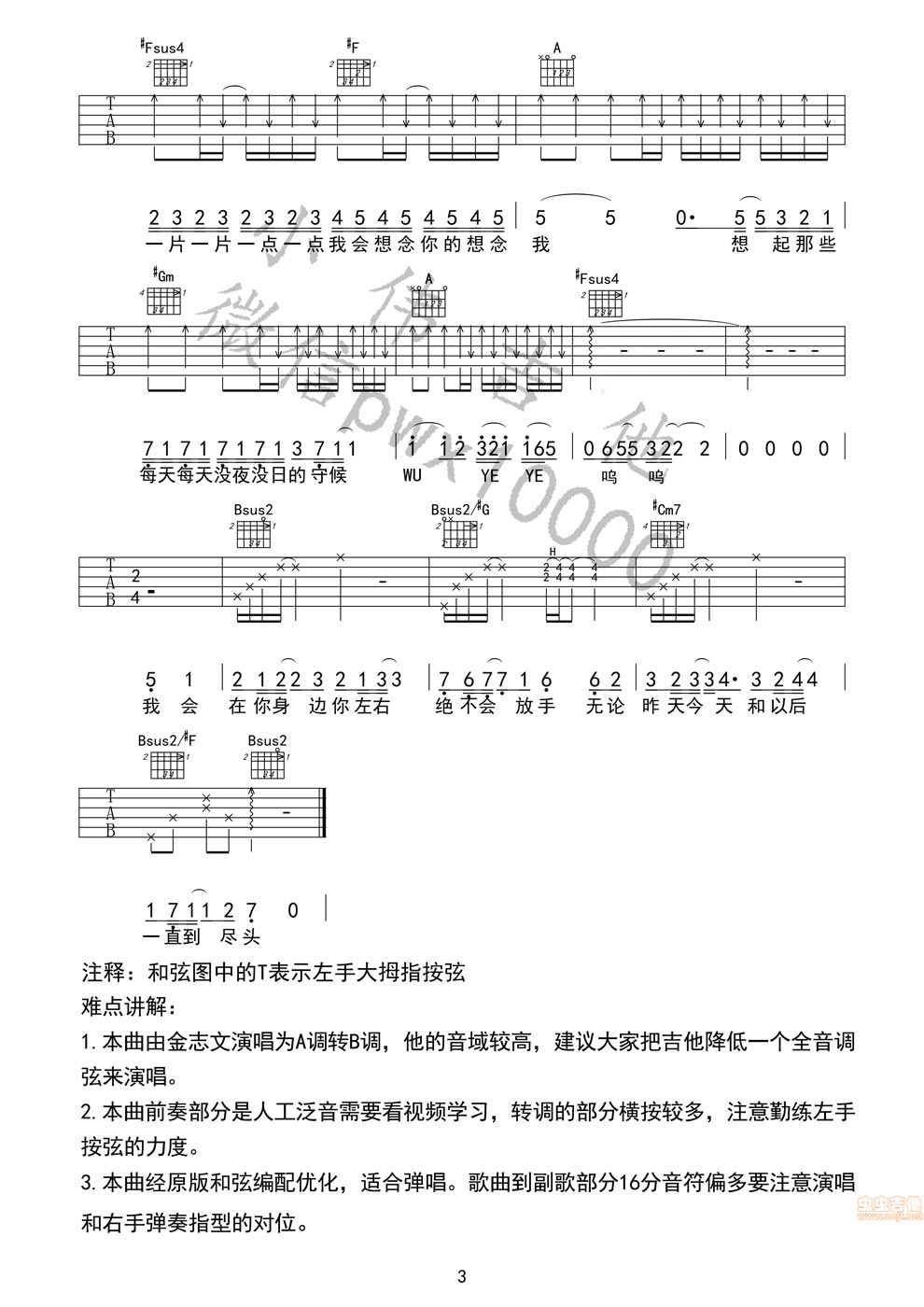 《小伟编谱 夏洛特烦恼 原版A调》吉他谱-C大调音乐网