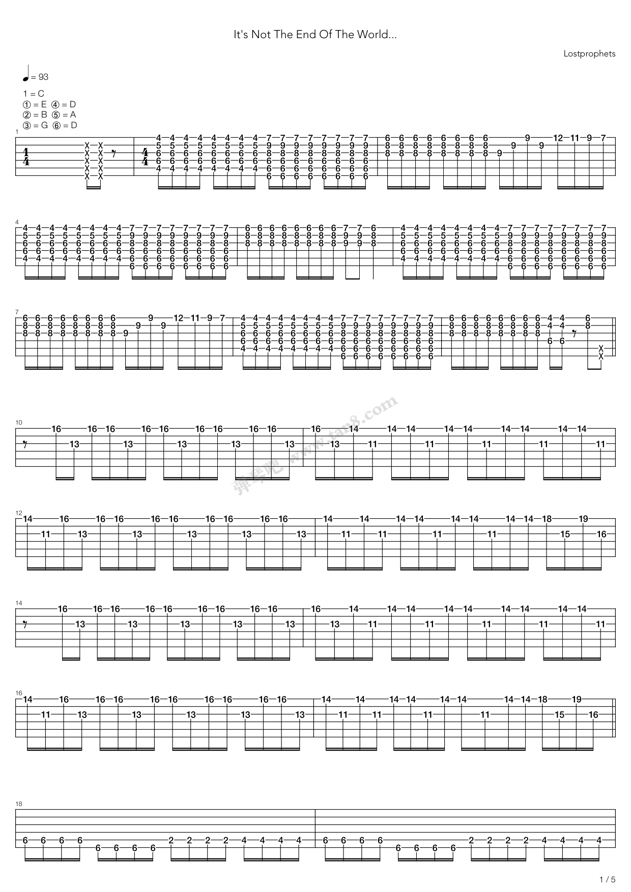 《Its Not The End Of The World》吉他谱-C大调音乐网