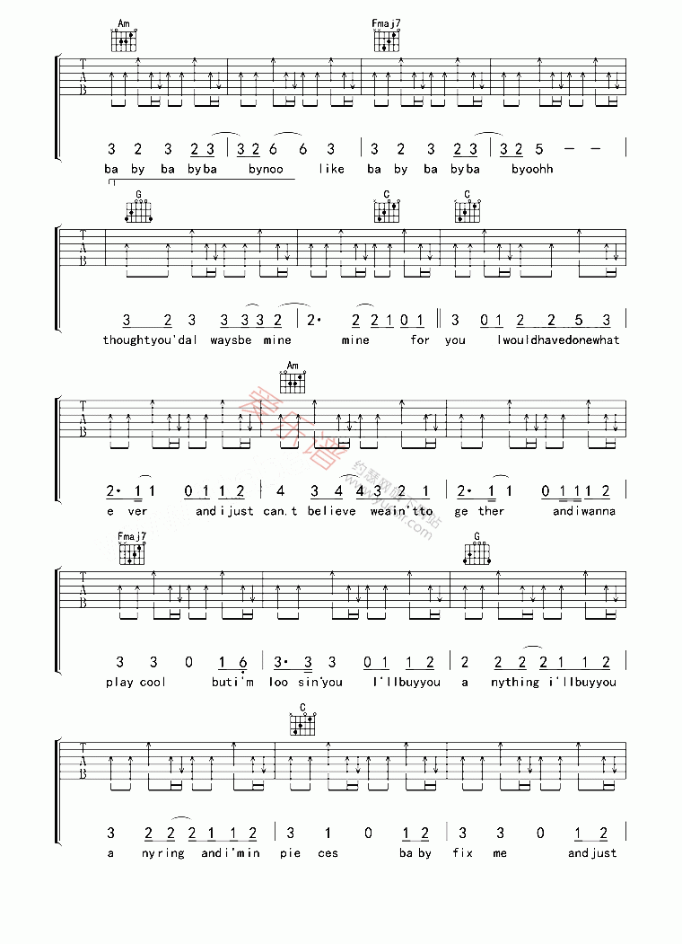 《Justin Bieber《Baby》》吉他谱-C大调音乐网
