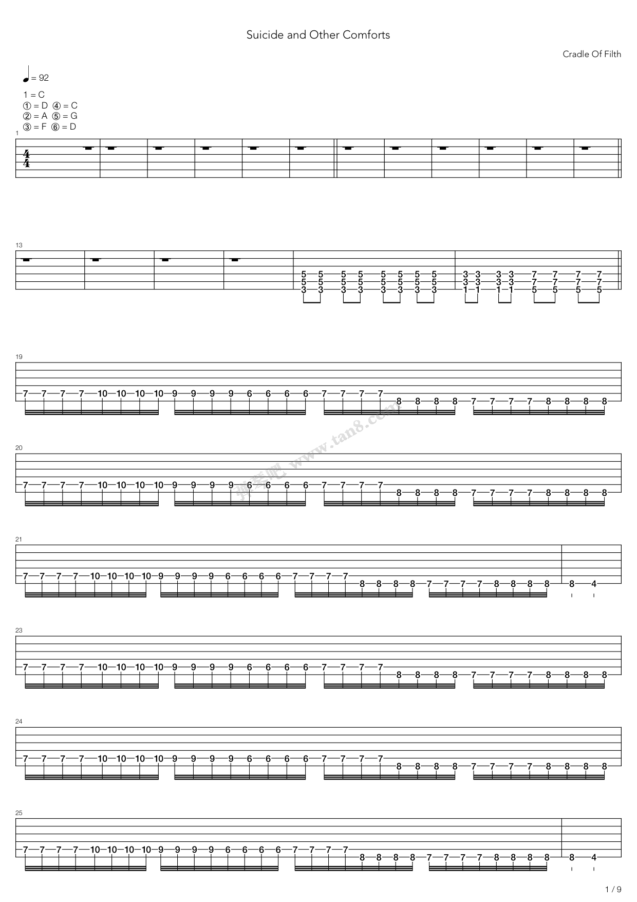 《Suicide And Other Comforts》吉他谱-C大调音乐网