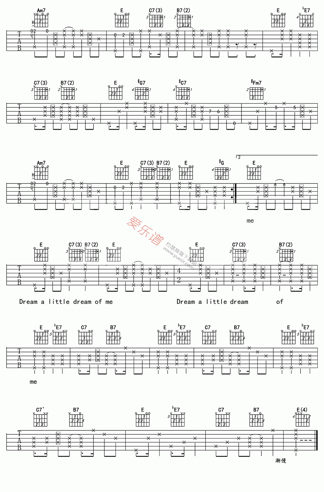 《The Mamas and the Papas《Dream a Little Dream of Me》吉他谱-C大调音乐网