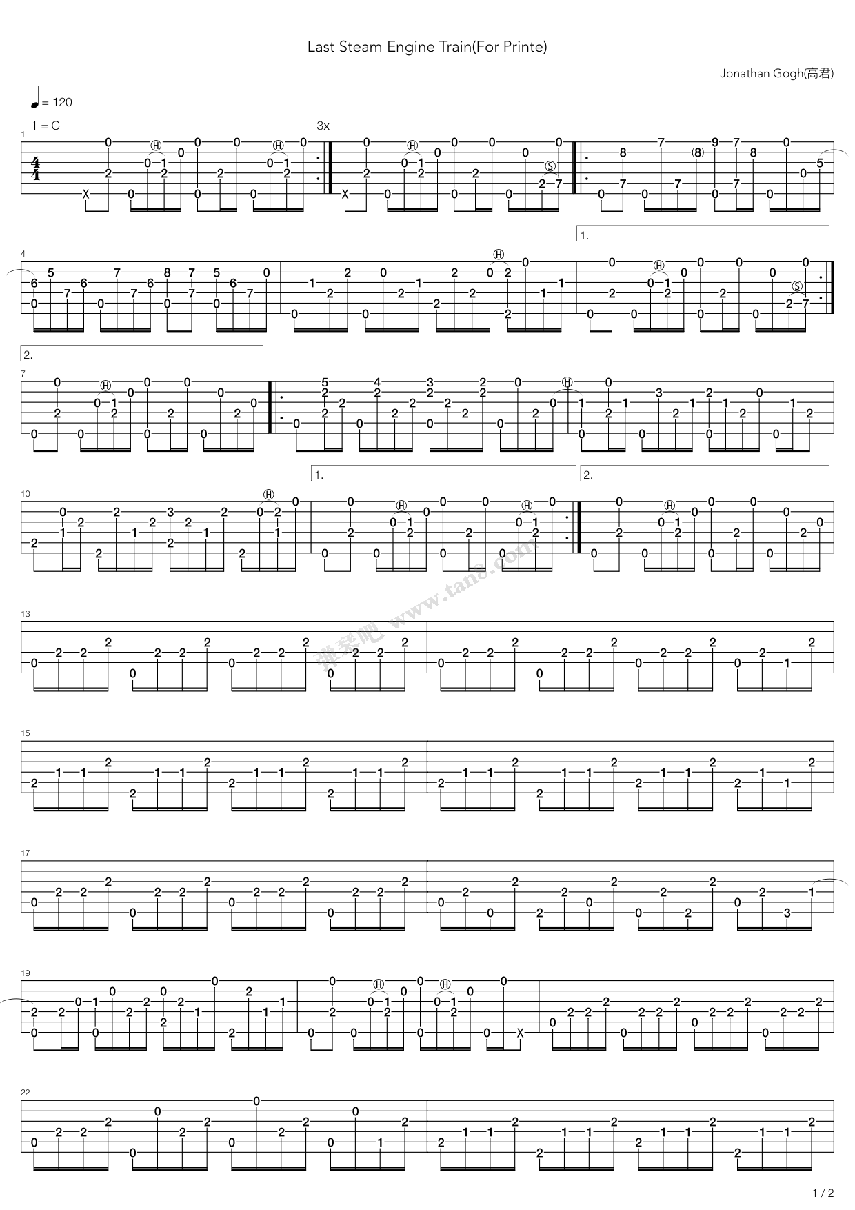 《Last Steam Engine Train(最后一部蒸汽机车)》吉他谱-C大调音乐网