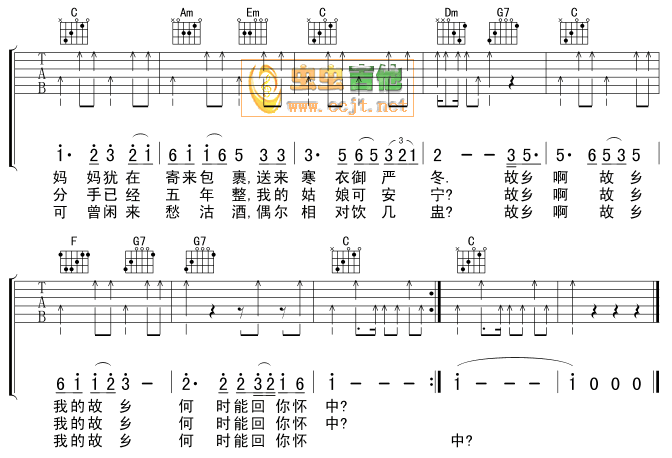 北国之春-C大调音乐网