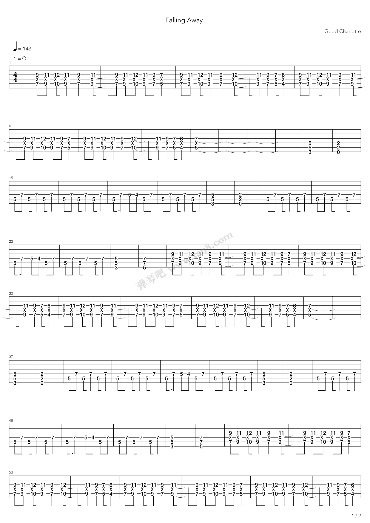 《Falling Away》吉他谱-C大调音乐网