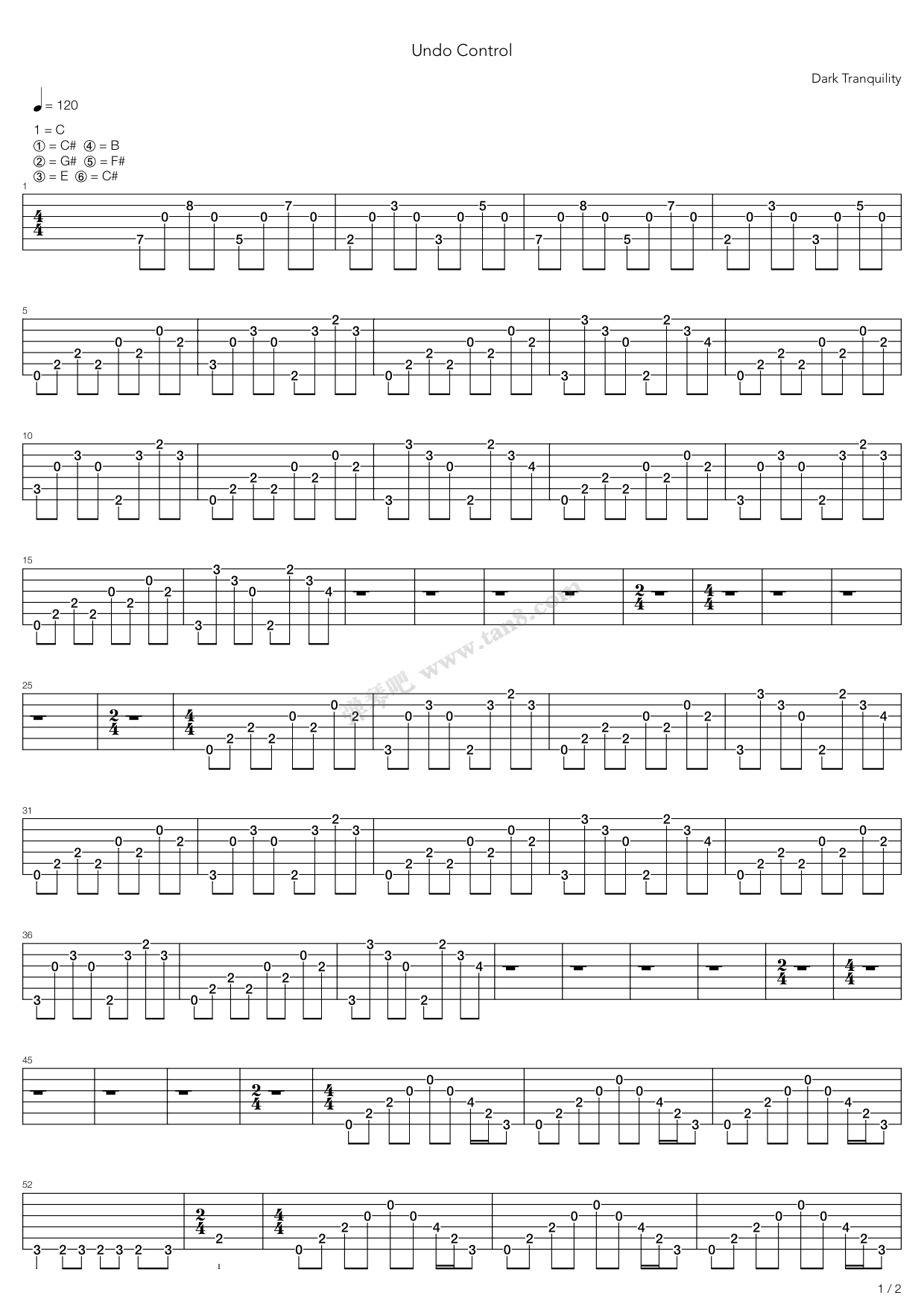 《Undo Control》吉他谱-C大调音乐网