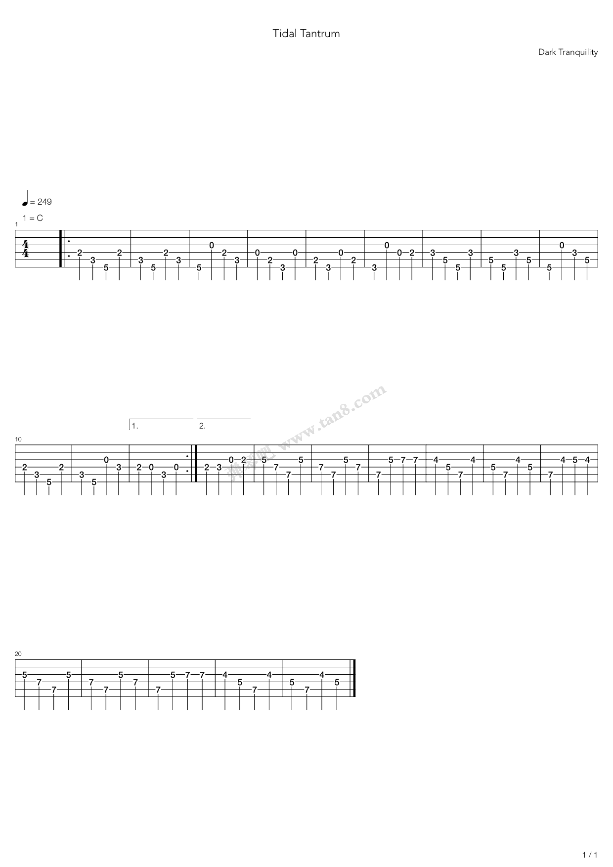 《Tidal Tantrum》吉他谱-C大调音乐网