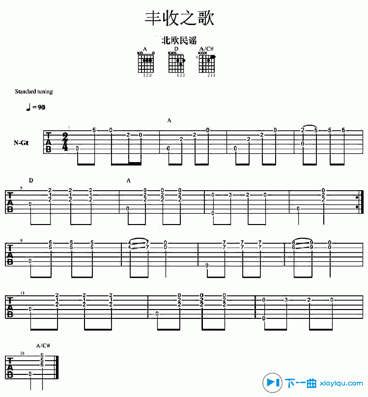 《丰收之歌吉他谱指弹独奏版_丰收之歌吉他六线谱指弹独奏版》吉他谱-C大调音乐网