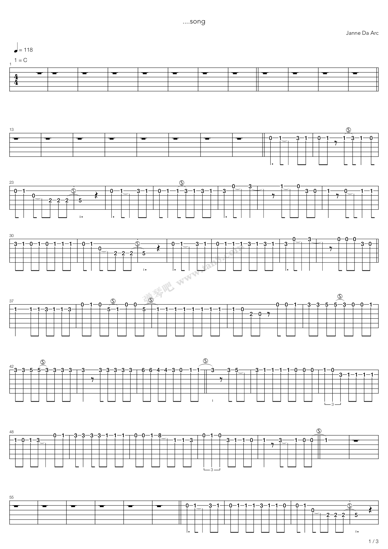 《Song》吉他谱-C大调音乐网