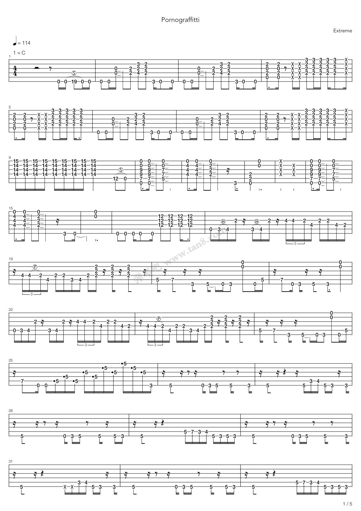 《Pornograffitti》吉他谱-C大调音乐网