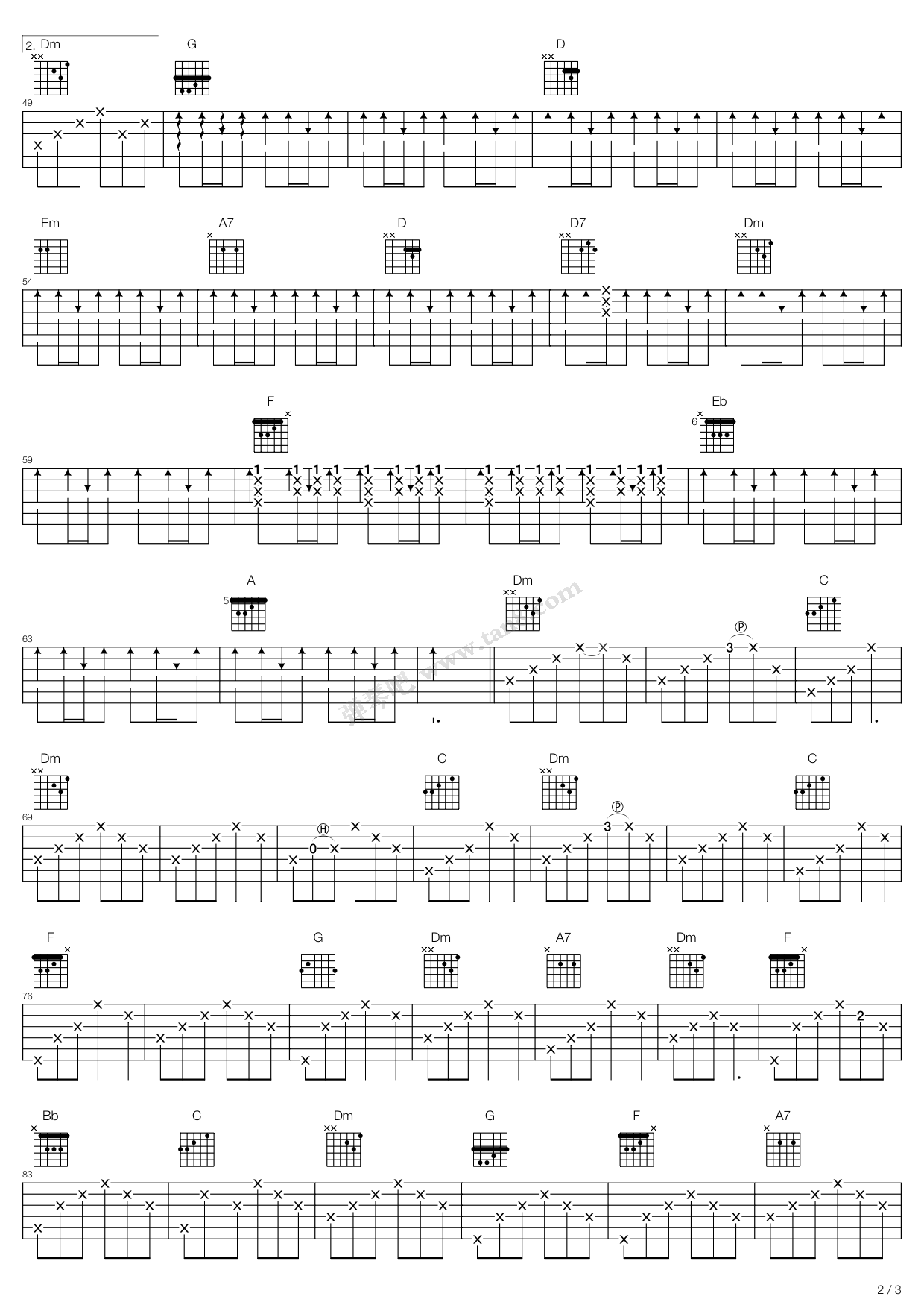 《蝴蝶花》吉他谱-C大调音乐网