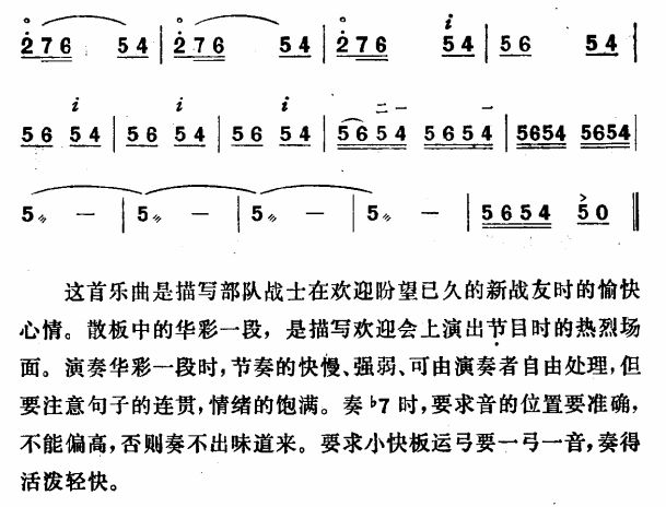 《欢迎新战友-板胡独奏(板胡曲谱_简谱)》吉他谱-C大调音乐网