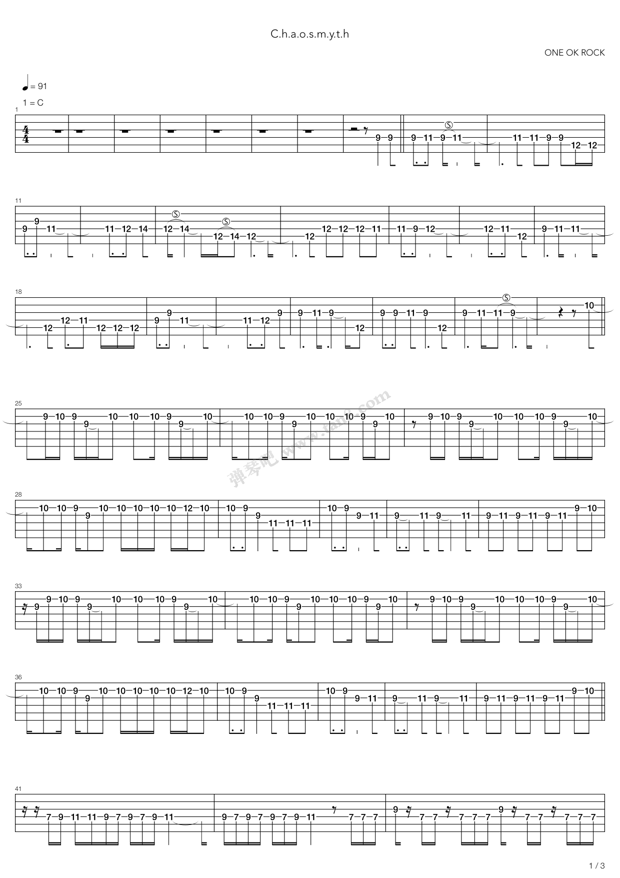 《C.H.A.O.S.M.Y.T.H》吉他谱-C大调音乐网