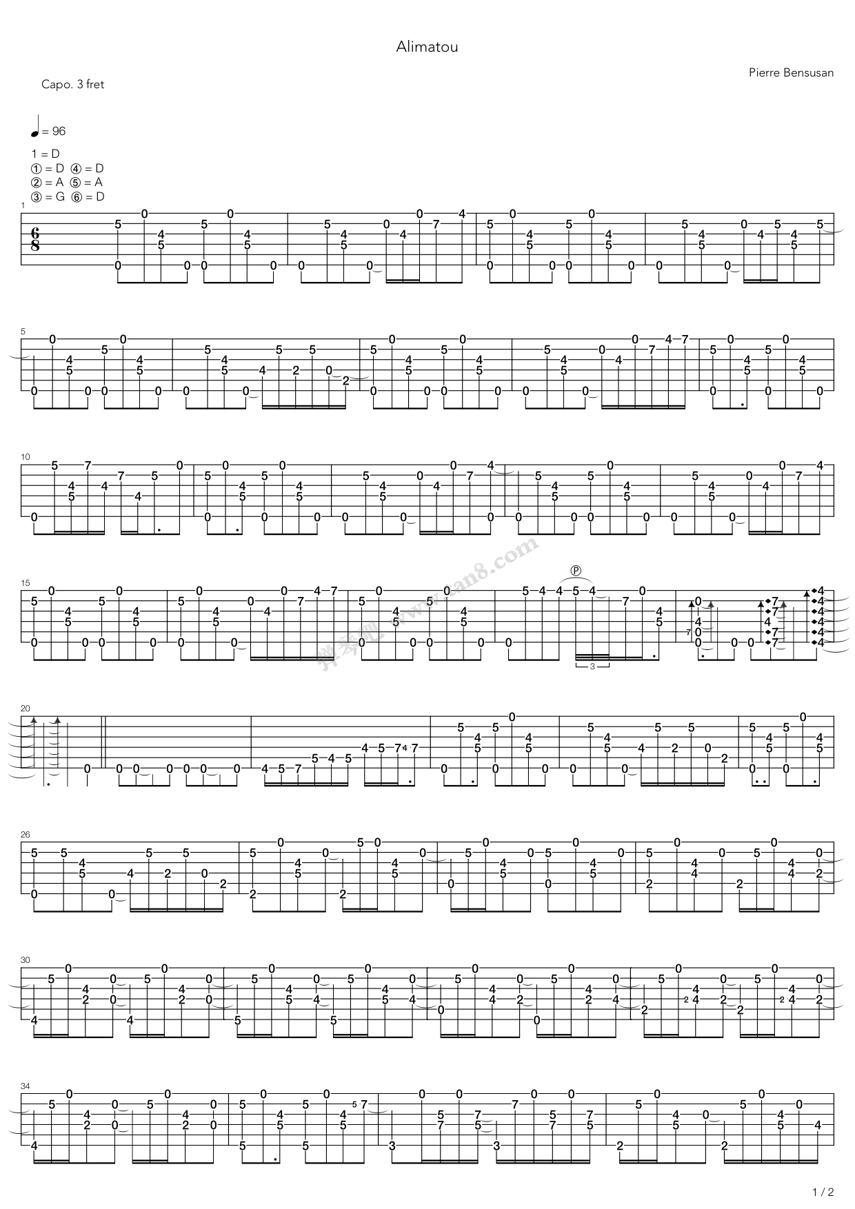 《Alimatou》吉他谱-C大调音乐网