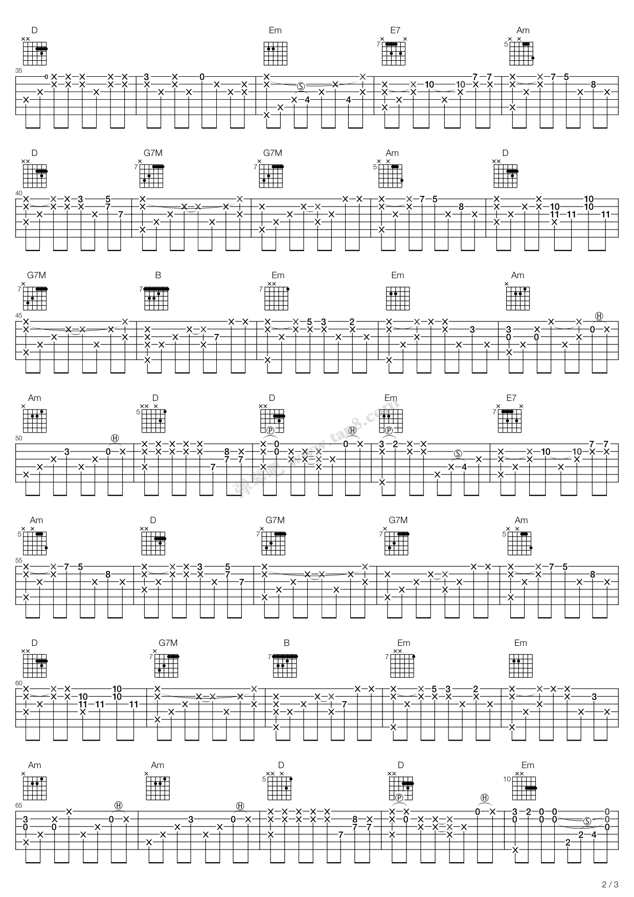 《Casablanca（卡萨布兰卡）》吉他谱-C大调音乐网