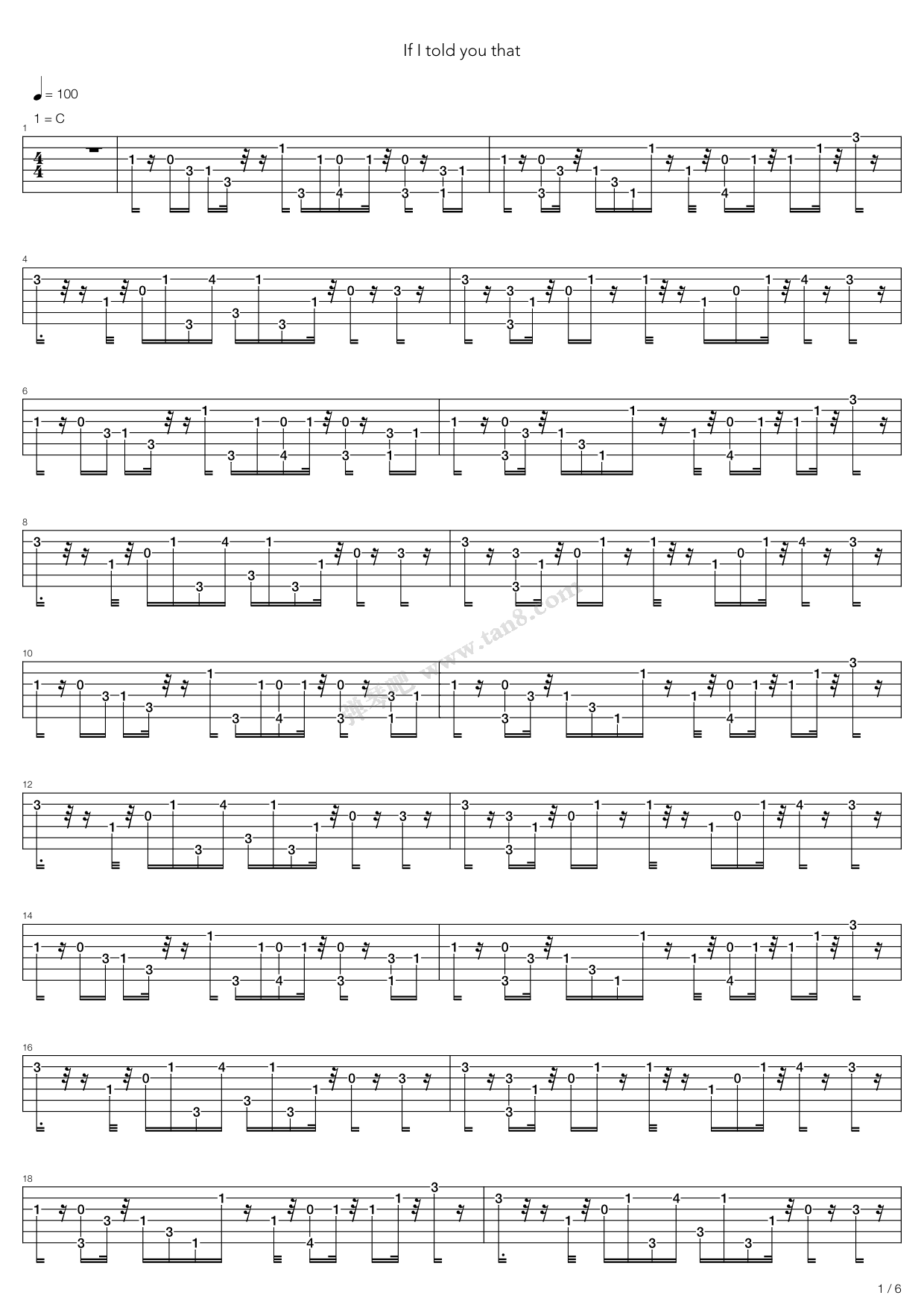 《If I Told You That》吉他谱-C大调音乐网