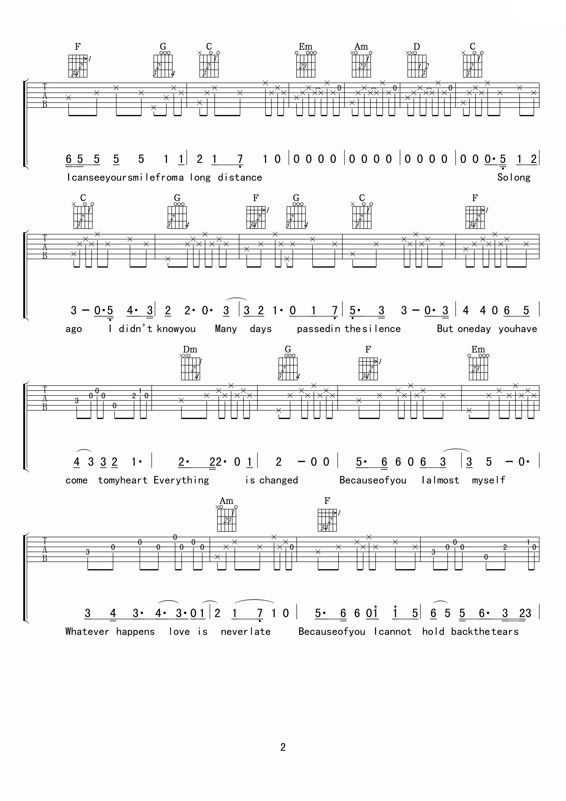 So long ago吉他谱-C大调音乐网