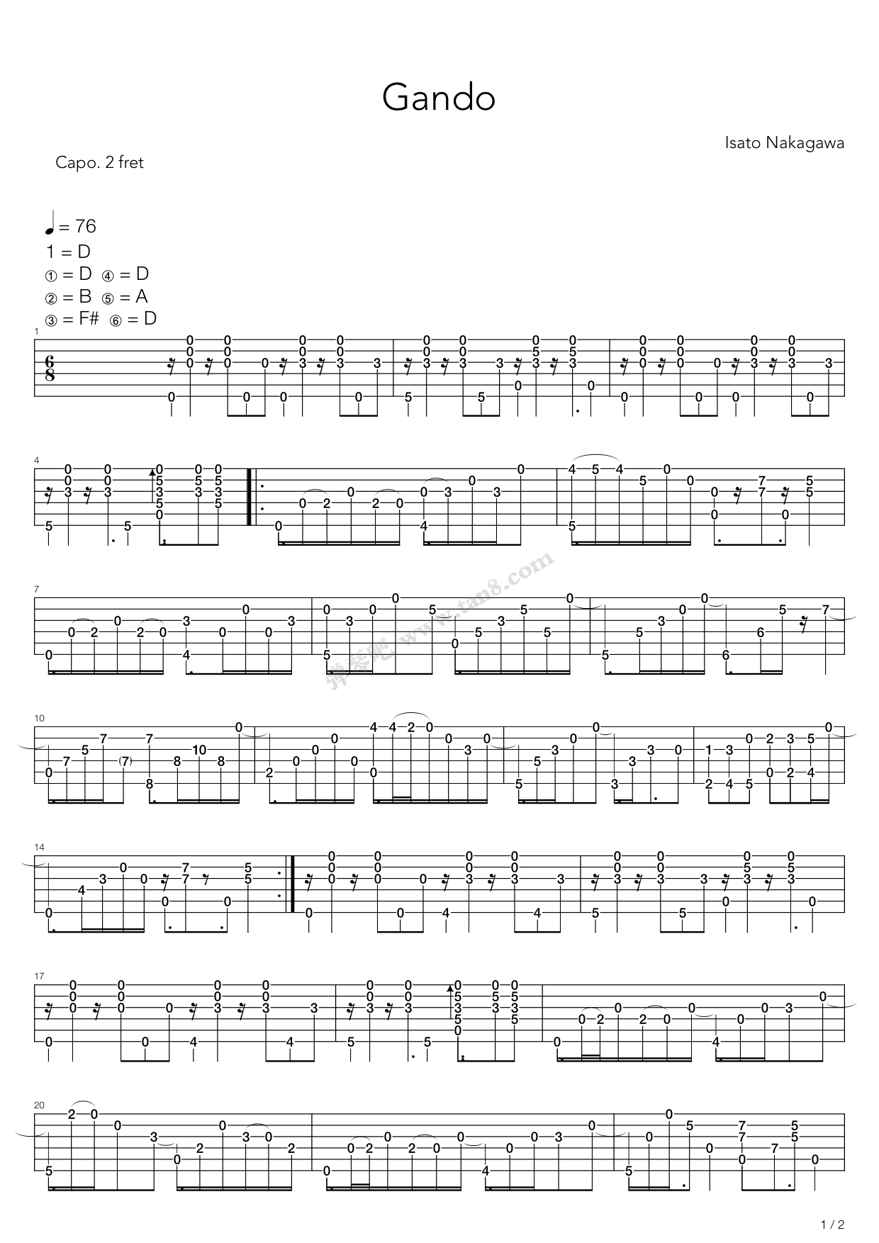 《Gando》吉他谱-C大调音乐网