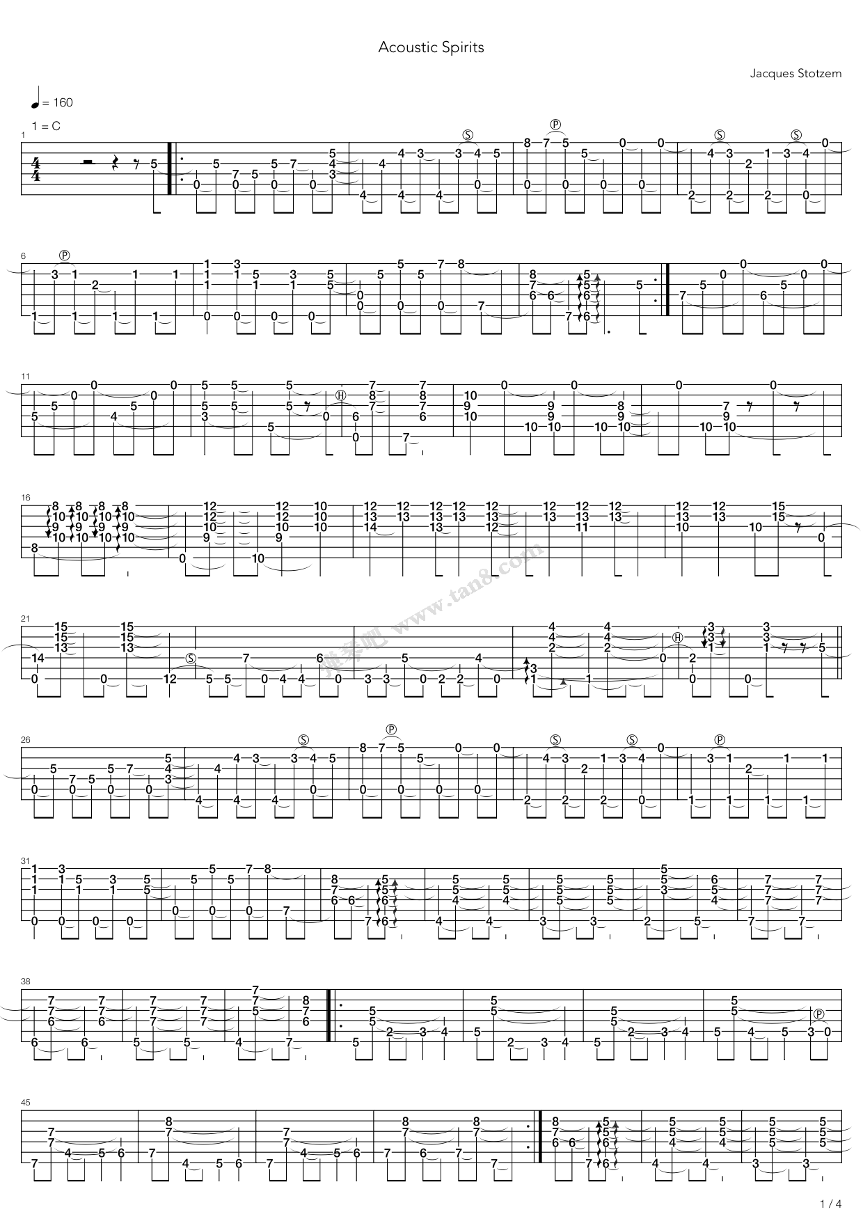 《Acoustic Spirits》吉他谱-C大调音乐网