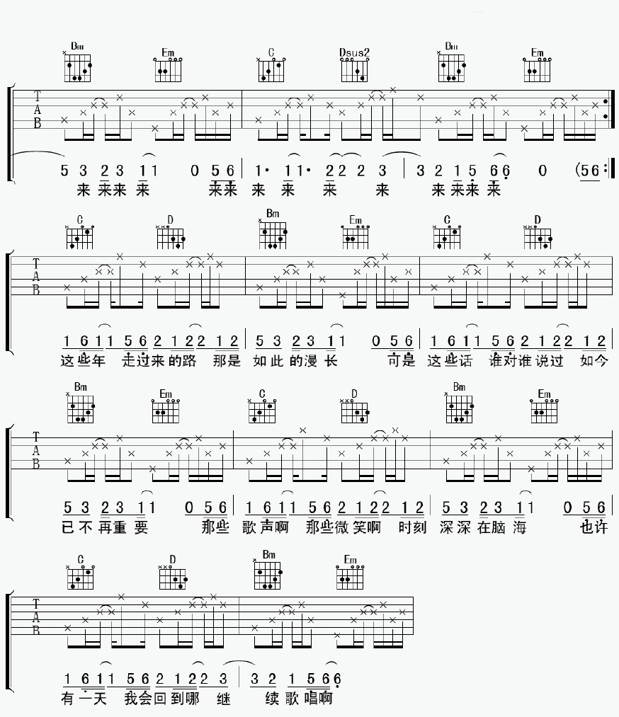 晴天 童年画面吉他谱-C大调音乐网