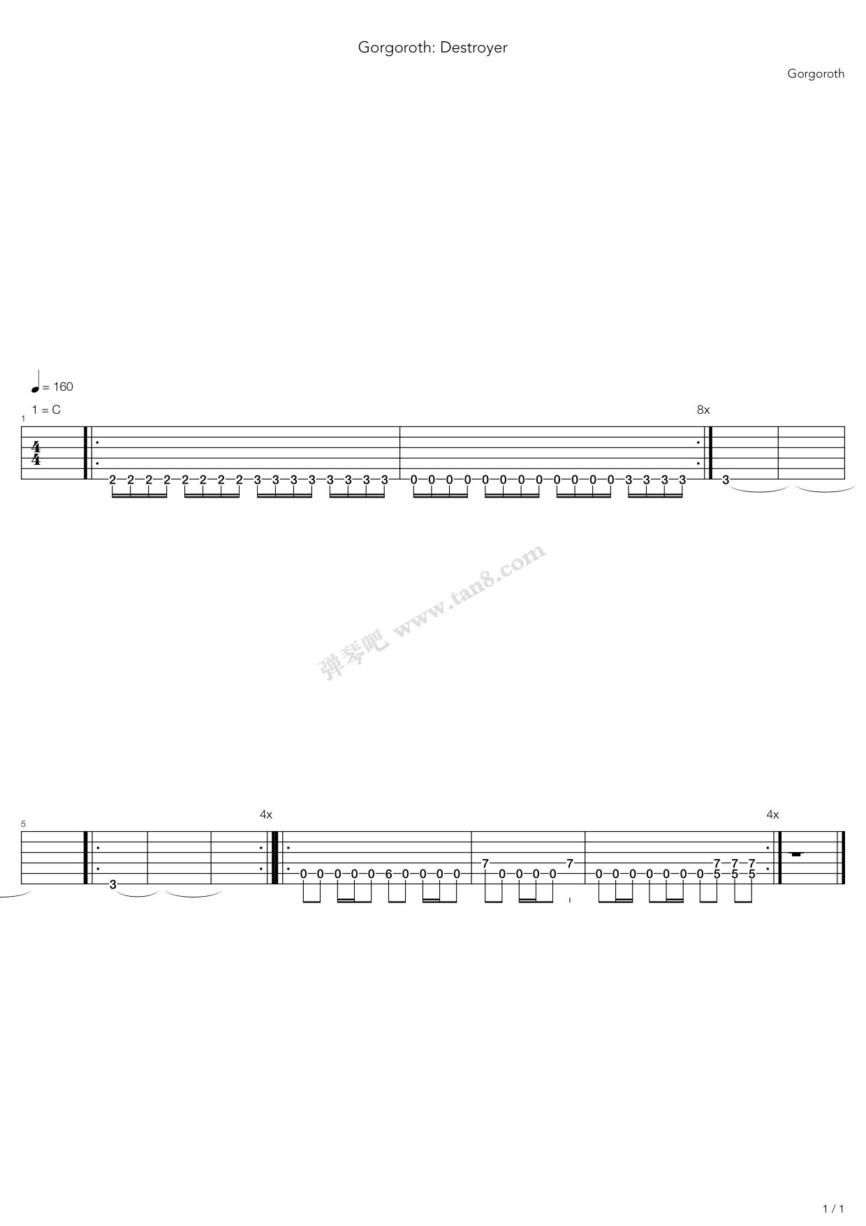《Destroyer》吉他谱-C大调音乐网