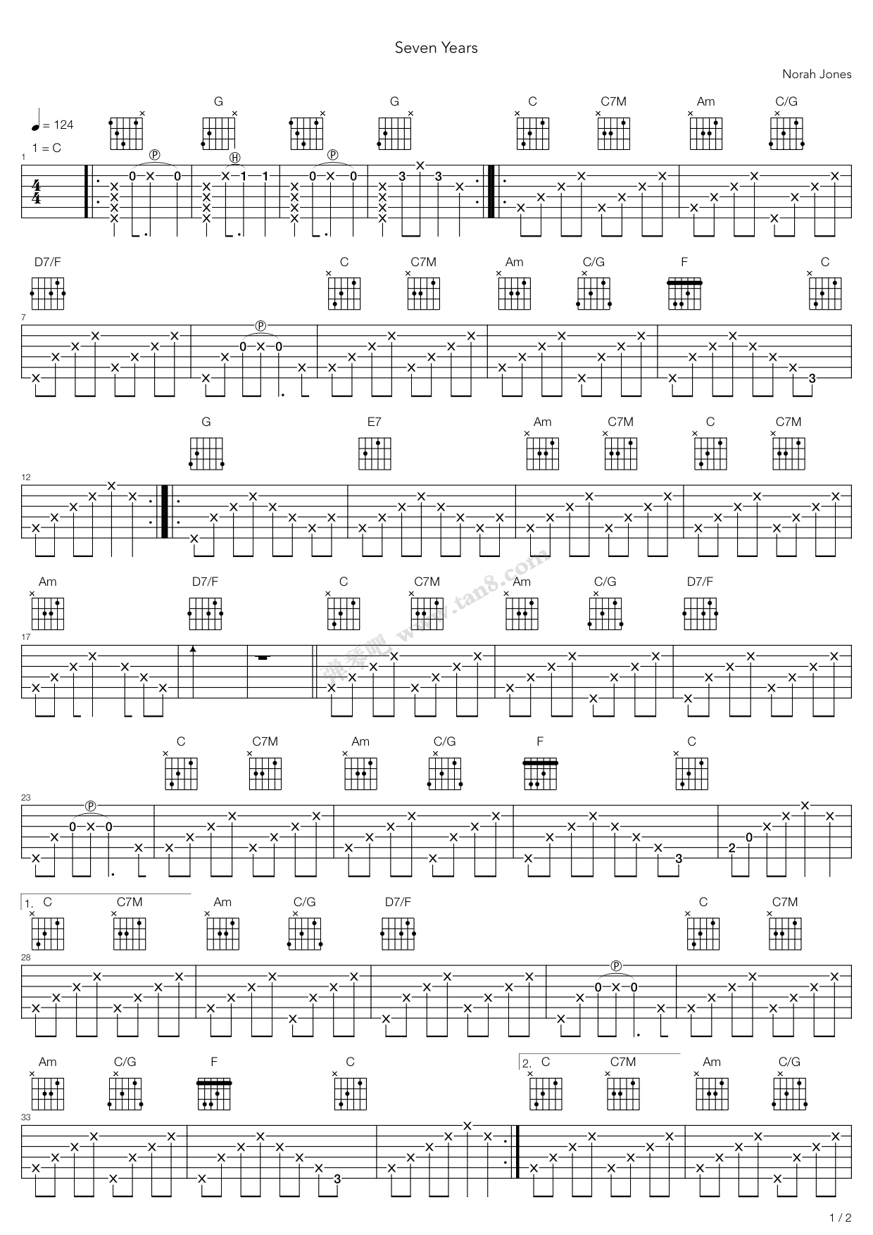 《Seven Years》吉他谱-C大调音乐网