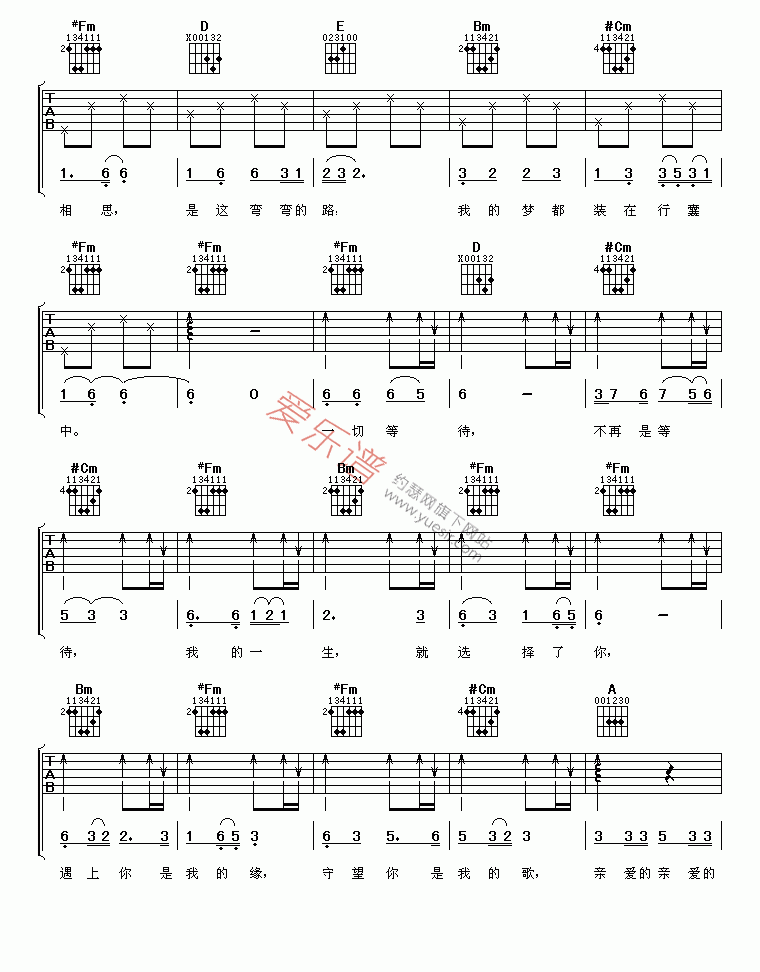 《央金兰泽《遇上你是我的缘》》吉他谱-C大调音乐网