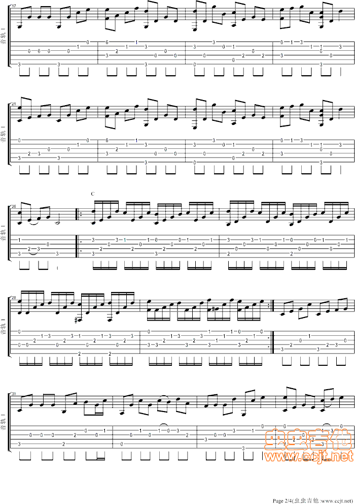 《蒲公英的约定(独奏)-适合新手》吉他谱-C大调音乐网