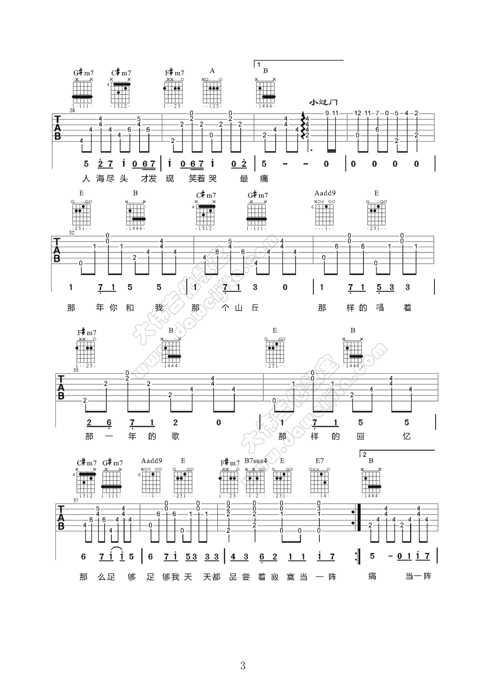 五月天 知足吉他谱 大伟吉他版-C大调音乐网