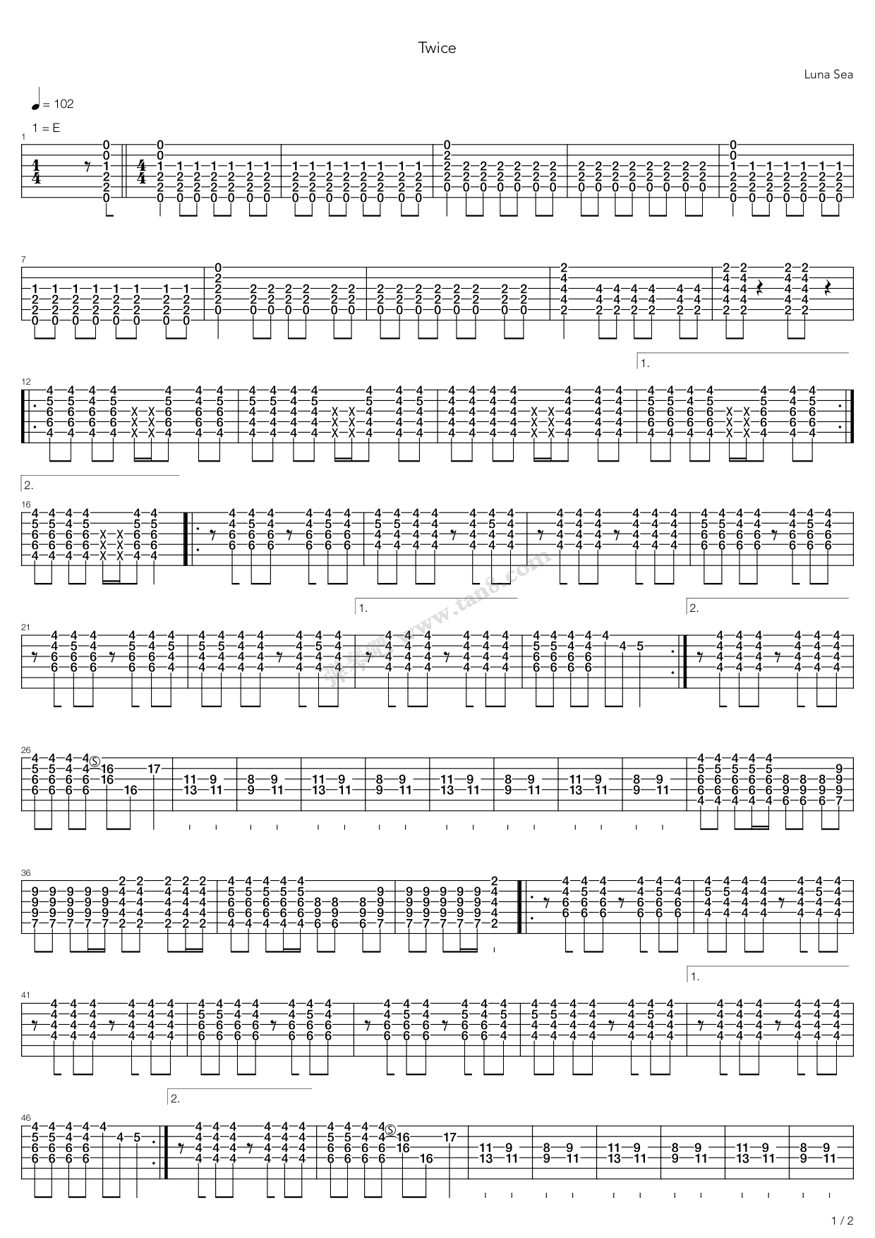 《Twice》吉他谱-C大调音乐网